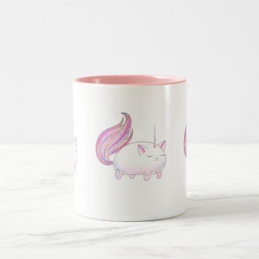 Caticorn in roze tweekleurige koffiemok (Center)