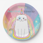 Caticorn kat Meow-Gical Birthday Kind Papieren Bordje (Voorkant)