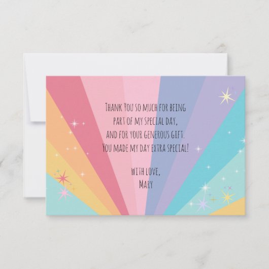 Caticorn Kat Verjaardagsfeestje voor Kinderen Bedankkaart (Voorkant)