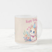 Caticorn Kawaii Birthday Mug Matglas Koffiemok (Voorkant rechts)