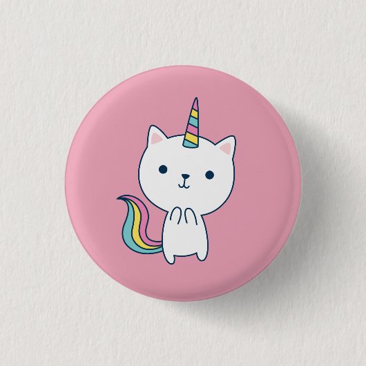 Caticorn | Knop | Roze Ronde Button 3,2 Cm (Voorkant)