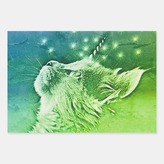 Caticorn Magical Unicorn Cat Inpakpapier Vel (Voorkant 3)