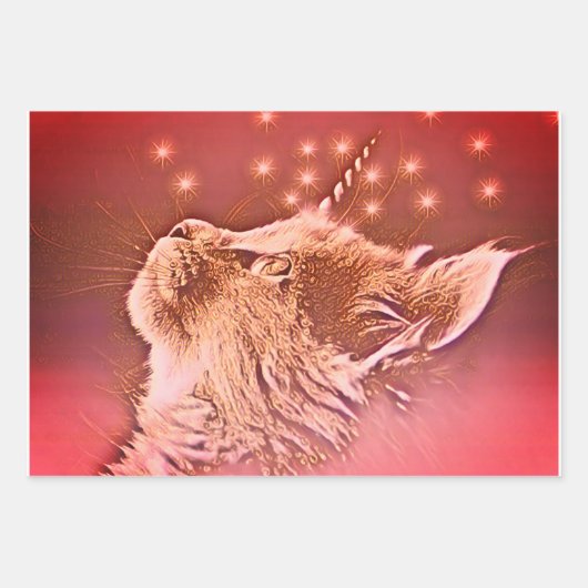 Caticorn Magical Unicorn Cat Inpakpapier Vel (Voorkant 2)