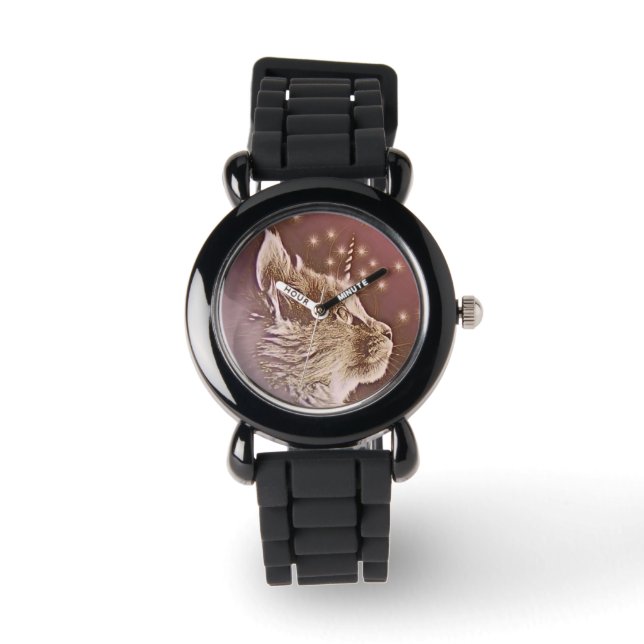 Caticorn Magische Leuke Eenhoorn Kat Horloge (Voorkant)