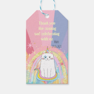 Caticorn Meow-Gical Birthday bedankt Cadeaulabel