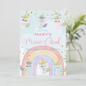 Caticorn Meow-Gical Birthday Invitation Feestdagenkaart (Staand voorkant)