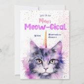 Caticorn Meow-Gical Birthday Invitation Feestdagenkaart (Voorkant)