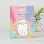 Caticorn Meow-Gical Birthday Invitation Kaart (Staand voorkant)