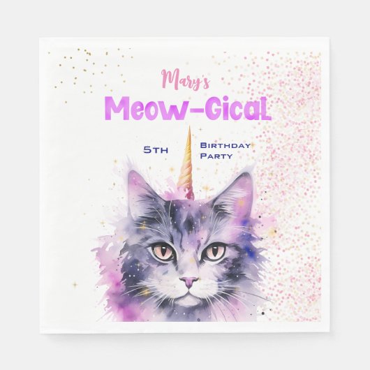 Caticorn Meow-Gical Birthday Servet (Voorkant)
