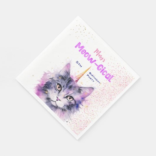 Caticorn Meow-Gical Birthday Servet (Hoek)