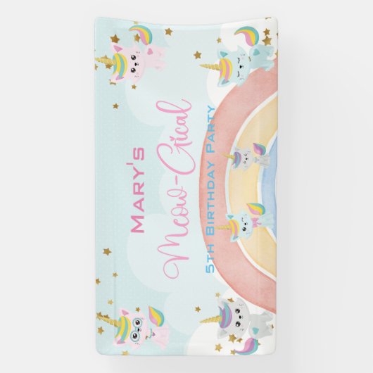 Caticorn Meow-Gical Birthday Spandoek (Verticaal)