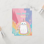 Caticorn Meow-Gical Happy Birthday Wenskaart Kaart (Voorkant / Achterkant in situ)