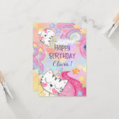 Caticorn Meow-Gical Happy Birthday Wenskaart Kaart (Voorkant / Achterkant in situ)