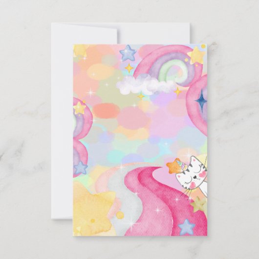 Caticorn Meow-Gical Happy Birthday Wenskaart Kaart (Achterkant)