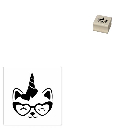 Caticorn met hartbril rubberstempel (Gestempeld)