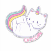 Caticorn Mooie Eenhoorn Kat Sticker (Voorkant)