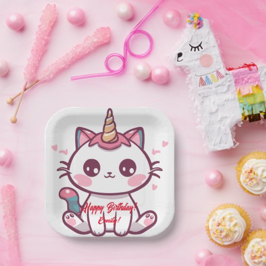 Caticorn Papieren Bordje (Feest)