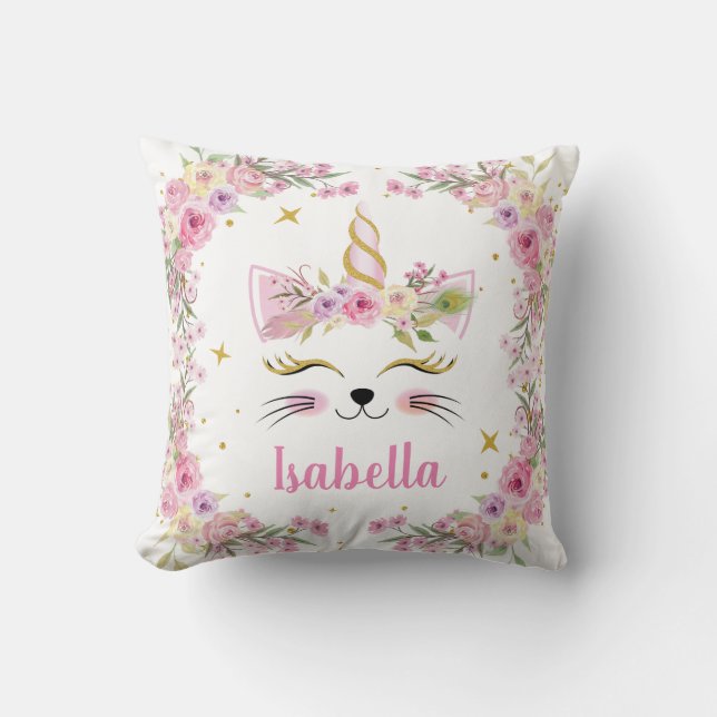 Caticorn personal floral Pillow Kussen (Voorkant)