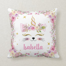 Caticorn personal floral Pillow