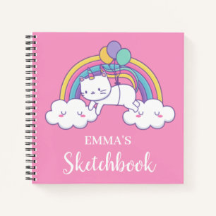 Caticorn Rainbow Gepersonaliseerde Kinder ketchboo Notitieboek