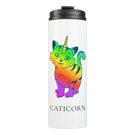 Caticorn regenboog Unicorn Cat Personated Thermosbeker (Voorkant)
