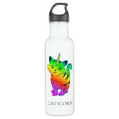 Caticorn regenboog Unicorn Cat Personated Waterfles (Voorkant)
