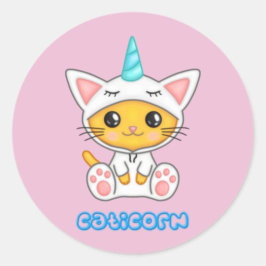 Caticorn Ronde Sticker (Voorkant)