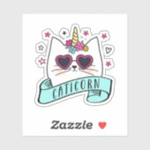 Caticorn Schattige Kawaii eenhoorn kat Sticker (Vel)