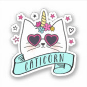 Caticorn Schattige Kawaii eenhoorn kat Sticker (Voorkant)