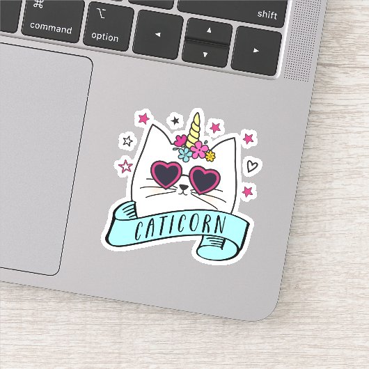 Caticorn Schattige Kawaii eenhoorn kat Sticker (Detail)