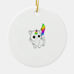 Caticorn T-shirt Eenhoorn Kat Shirt Regenboog Meis Keramisch Ornament