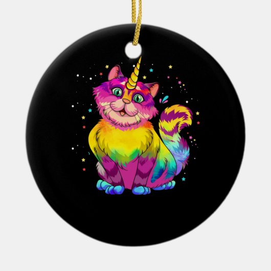 Caticorn Unicorn Cat Unikitty Kittycorn Dye Keramisch Ornament (Voorkant)