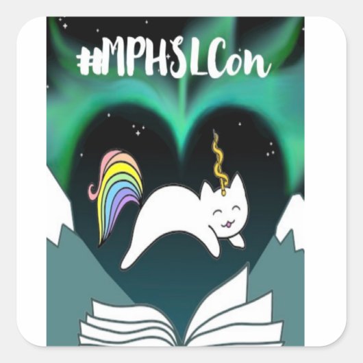 Caticorn van HLABC Vierkante Sticker (Voorkant)