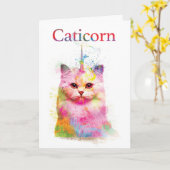 Caticorn Verjaardag Kaart (Gele Bloem)
