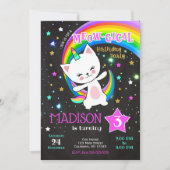 Caticorn Verjaardag Uitnodiging, Cat Rainbow Kaart (Voorkant)