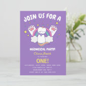 Caticorn verjaardagsfeest uitnodiging (Staand voorkant)