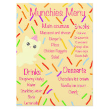 Caticorn verjaardagsfeestmenu