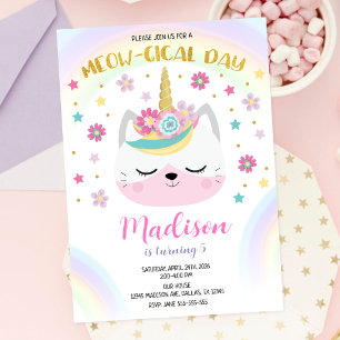 Caticorn verjaardagsuitnodiging, Magische Eenhoorn Kaart