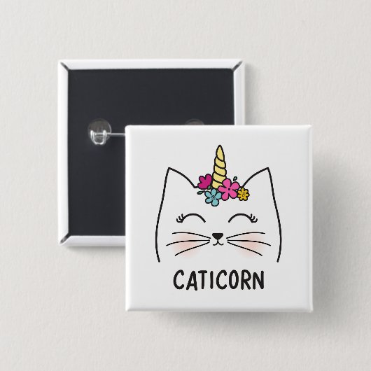 Caticorn Vierkante Button 5,1 Cm (Voorkant /achterkant)