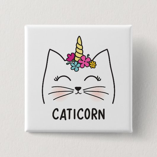 Caticorn Vierkante Button 5,1 Cm (Voorkant)