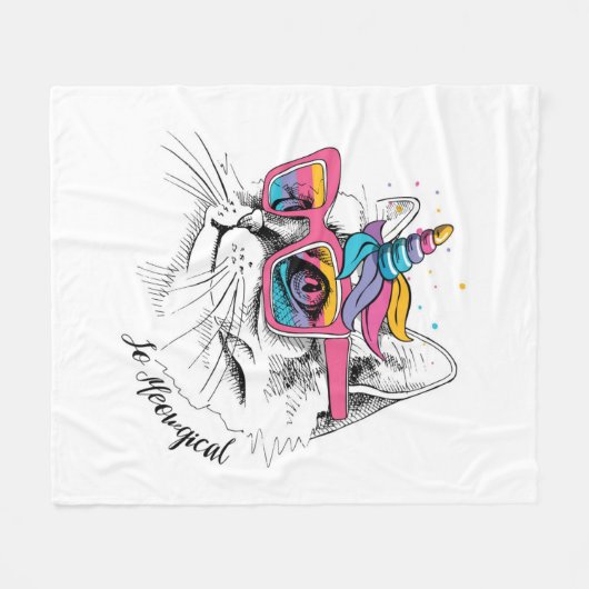 Caticorn | Zo Meowgical Fleece Deken (Voorkant (Horizontaal))