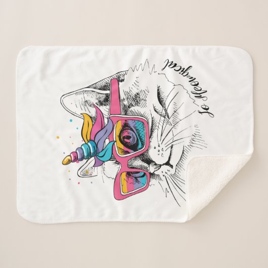 Caticorn | Zo Meowgical Sherpa Deken (Voorkant (horizontaal))