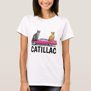CATILLAC CAT PINK CLASSIC CAR T-SHIRS T-SHIRT