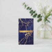 Catina Blue Navy Grungy Gold Marble Vip3 Visitekaartje (Staand voorkant)