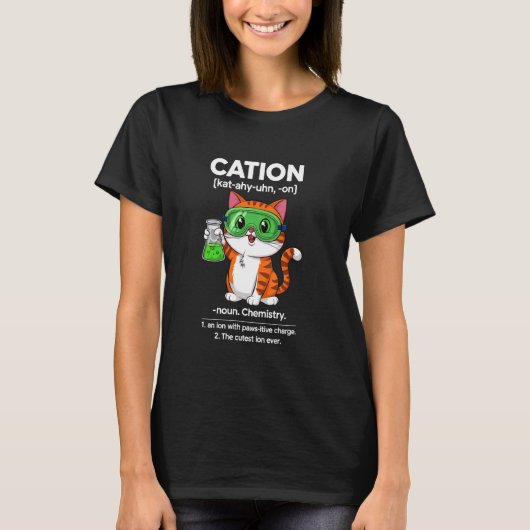 Cation Cat Chemistry - Funny Science voor Schattig T-shirt (Voorkant)