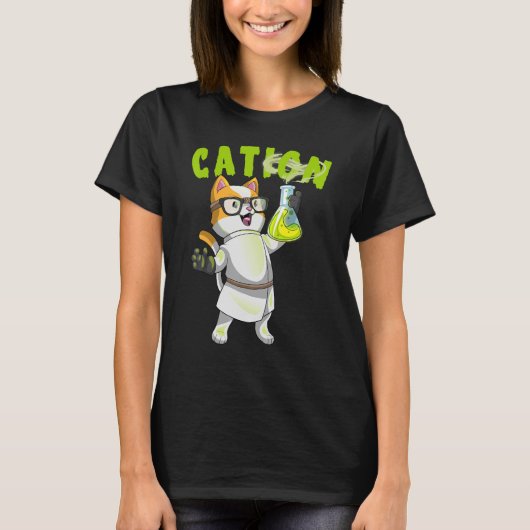 Cation Cute Science Cat Pawsitive Element Chemistr T-shirt (Voorkant)
