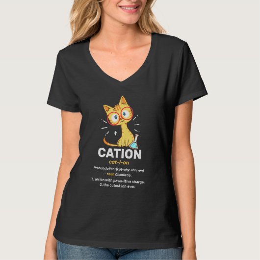 Cation Cute Science Cat Pawsitive Element Chemistr T-shirt (Voorkant)