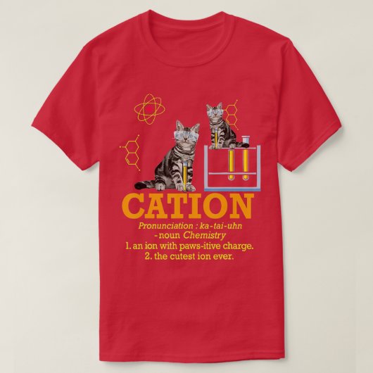 Cation Funny Chemistry Humor Science eacher Cat Pu T-shirt (Design voorkant)