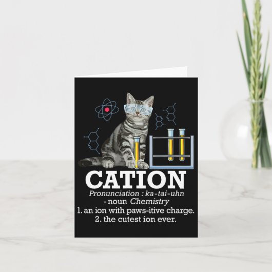 Cation - Funny Chemistry Humor Science Teacher Cat Kaart (Voorkant)