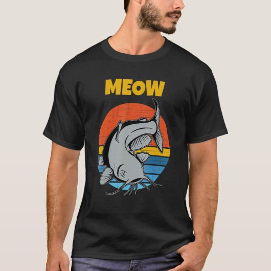Catishing Retro Sunset Meow Catfish T-shirt (Voorkant)